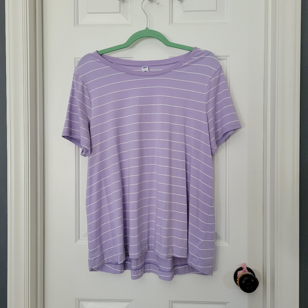 Purple Striped Basic Tee